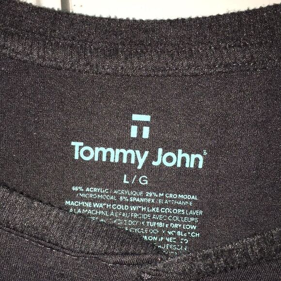Tommy John Charcoal Gray Soft mens 3 Button soft Short sleeve Tee T shirt L/G - Picture 3 of 4
